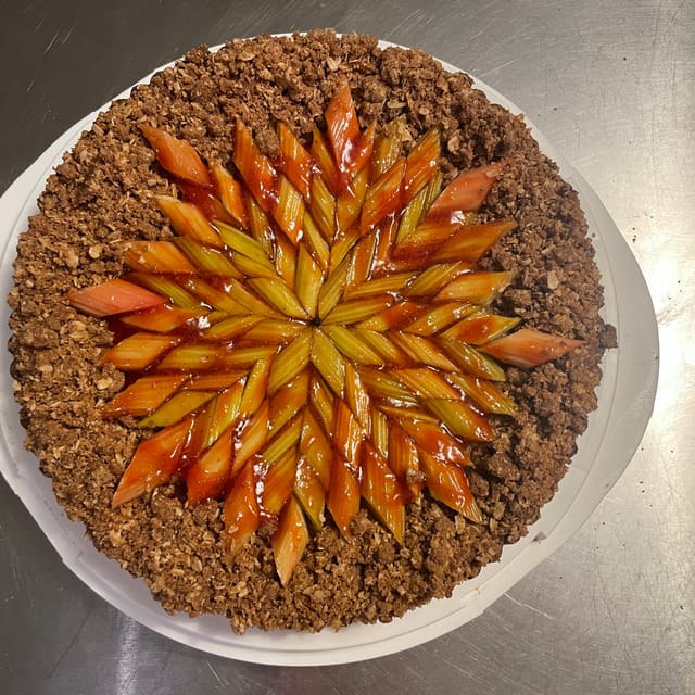 A whole rhubarb tart from Anthony's pastry work
